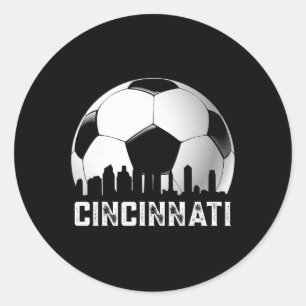 Cincinnati Soccer Distressed Vintage Soccer Fans  Classic Round Sticker