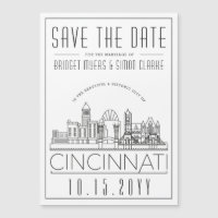 Cincinnati Wedding Stylized Skyline Save the Date 