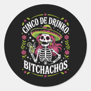 Cinco De Drinko Achos Cinco De Mayo Mexican Party Classic Round Sticker
