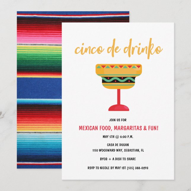 Cinco de Drinko Funny Cinco de Mayo Party Invitation (Front/Back)