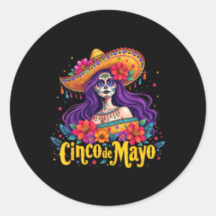 Cinco De Mayo 2025 Mexican Fiesta 5 De Mayo Girls Classic Round Sticker