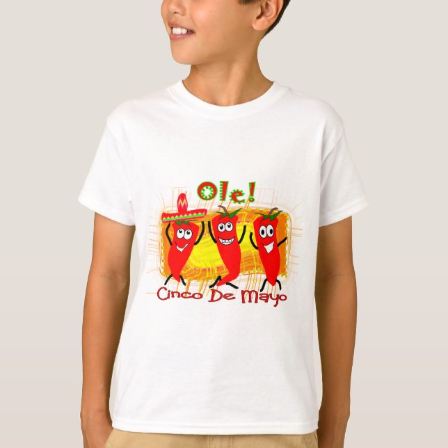 Cinco de Mayo 3 Dancing Chilli Peppers-Adorable T-Shirt (Front)