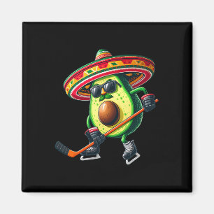 Cinco De Mayo Avocado Showing Hockey Skills Funny Magnet