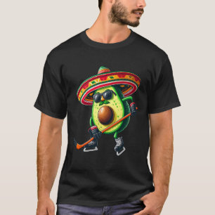 Cinco De Mayo Avocado Showing Hockey Skills Funny T-Shirt