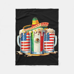 Cinco De Mayo Beer Mexican Usa Flag Drinking Party Fleece Blanket
