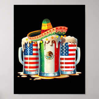 Cinco De Mayo Beer Mexican Usa Flag Drinking Party Poster