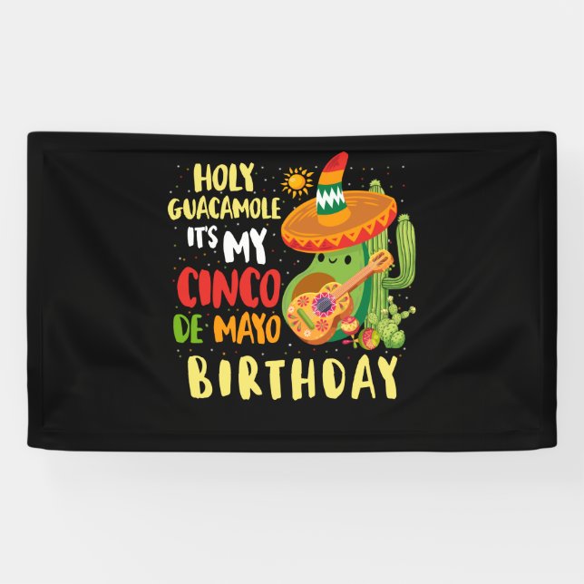 Cinco De Mayo Birthday Holy Guacamole Mexican Banner (Horizontal)