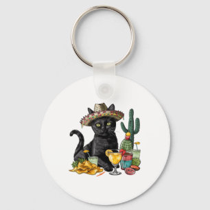 Cinco De Mayo Black Cat Mexican Cuisine Black Cat Keychain