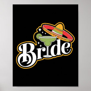 Cinco De Mayo Bride Sombrero Margarita Party Mexic Poster
