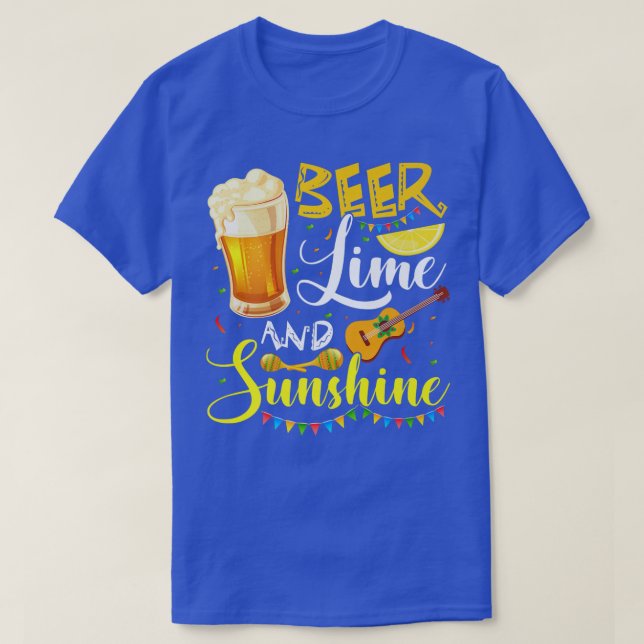 Cinco De Mayo Bunny Bring Beer Lime Guitar Sombrer T-Shirt (Design Front)