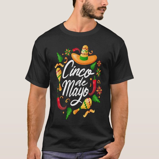 Cinco De Mayo Burritos  Mexico Tacos and Avocado   T-Shirt (Front)
