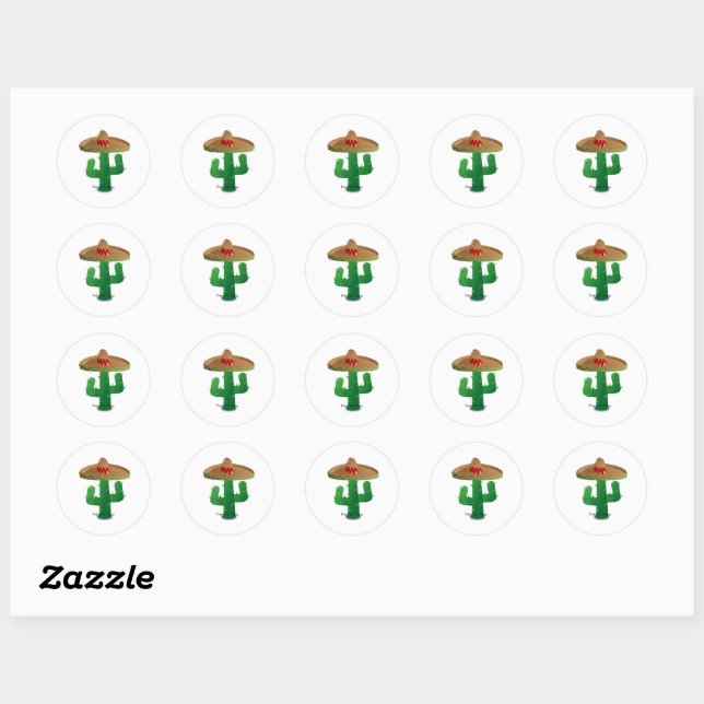 Cinco de Mayo cactus Classic Round Sticker (Sheet)