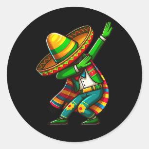 Cinco De Mayo Cactus Mexican Poncho Sombrero Hat B Classic Round Sticker