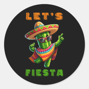 Cinco De Mayo Cactus Mexican Poncho Sombrero Hat B Classic Round Sticker