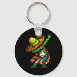 Cinco De Mayo Cactus Mexican Poncho Sombrero Hat B Keychain