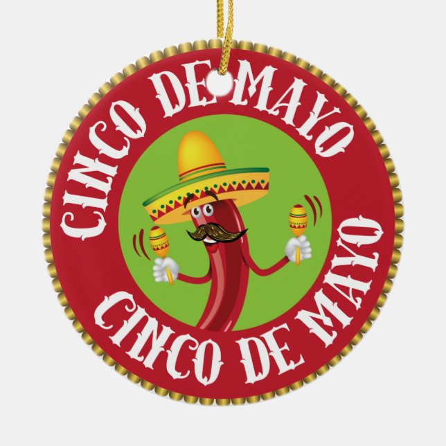 Cinco de Mayo Ceramic Ornament (Front)
