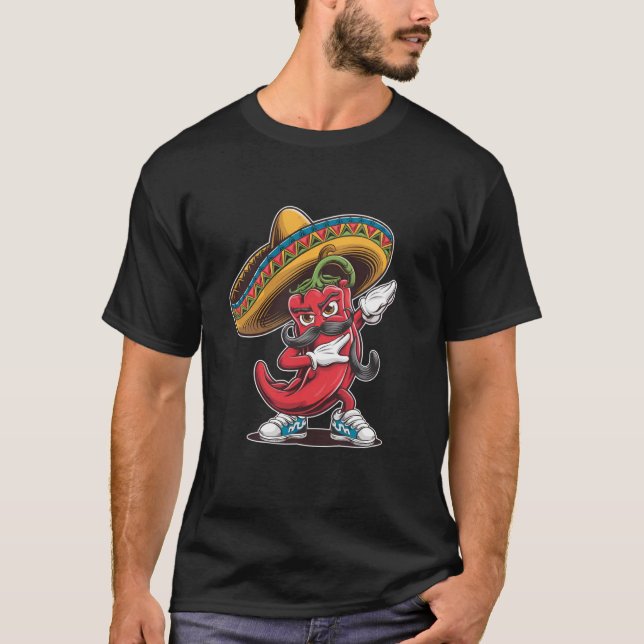 Cinco de Mayo chili Pepper Dabbing Mexican Boy Pon T-Shirt (Front)