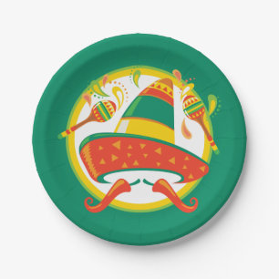 Cinco de Mayo Chili Peppers and Sombrero Paper Plate