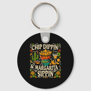 Cinco De Mayo - Chip Dipping And Margarita Sipping Keychain