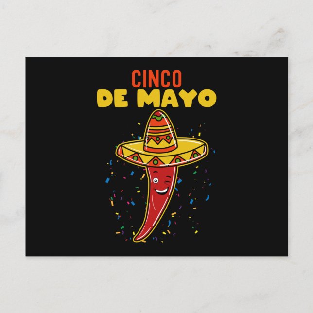 Cinco De Mayo Cilli With Sombrero Postcard (Front)