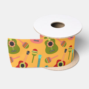 Cinco de Mayo Colourful Guitars Maracas Satin Ribbon