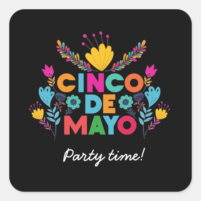 Cinco de Mayo, Colourful Mexico Square Sticker (Front)