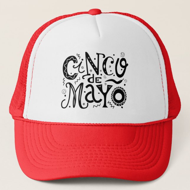 Cinco De Mayo Cool Typography Trucker Hat (Front)