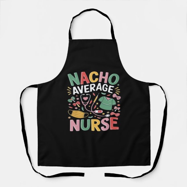 Cinco De Mayo Coquette Bow Nacho Average Nurse Nur Apron (Front)