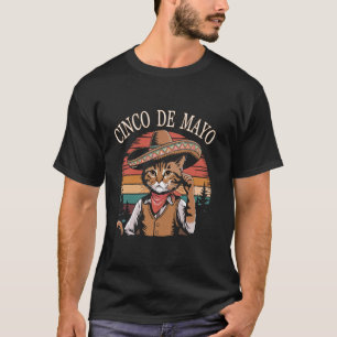Cinco de Mayo Cowboy Cat with Sombrero T-Shirt