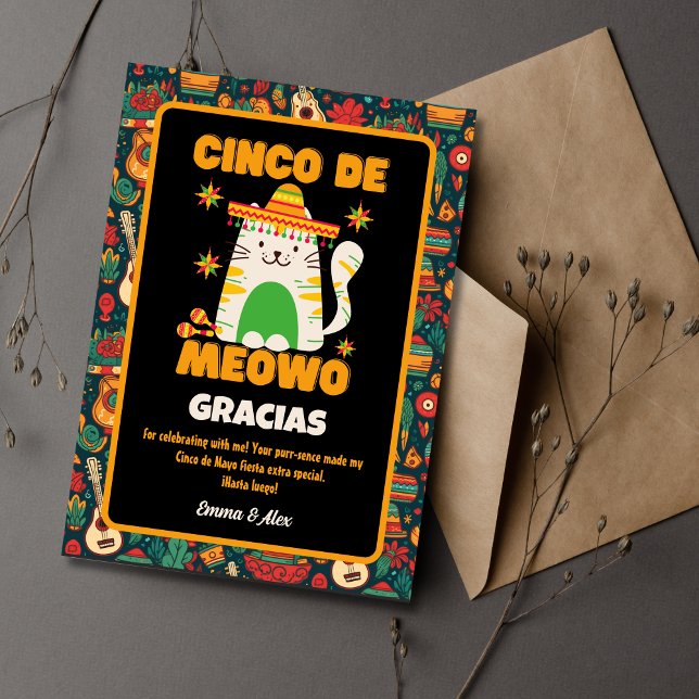 Cinco De Mayo- Cute Cat Gracias Thank you Card (Creator Uploaded)