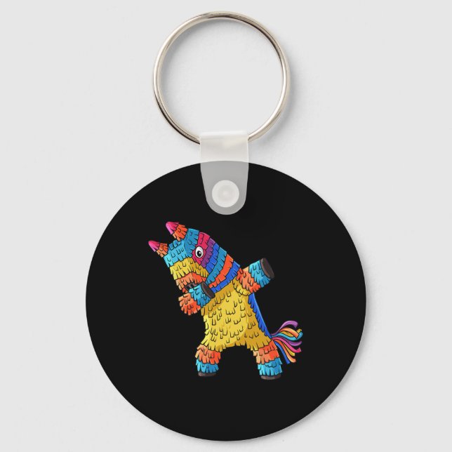 Cinco de Mayo Dabbing Donkey Pinata Fun Mexican Da Keychain (Front)