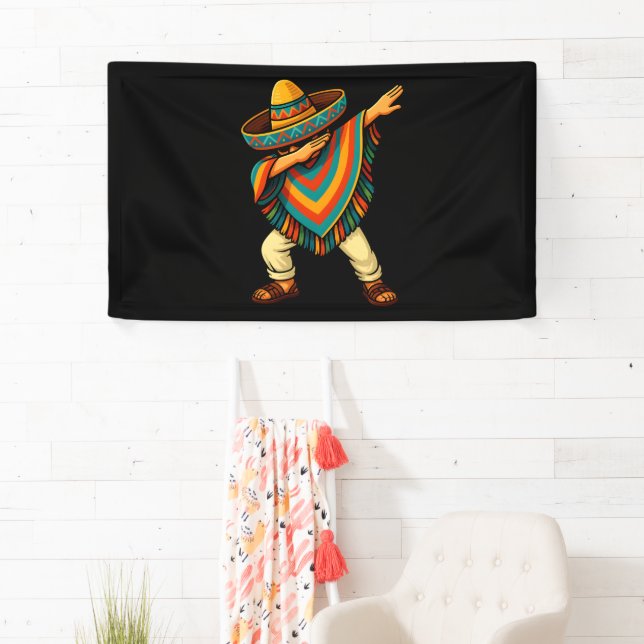 Cinco de Mayo Dabbing Mexican Poncho Banner (Insitu)