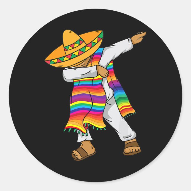 Cinco De Mayo Dabbing Mexican Poncho Kids Toddler  Classic Round Sticker (Front)