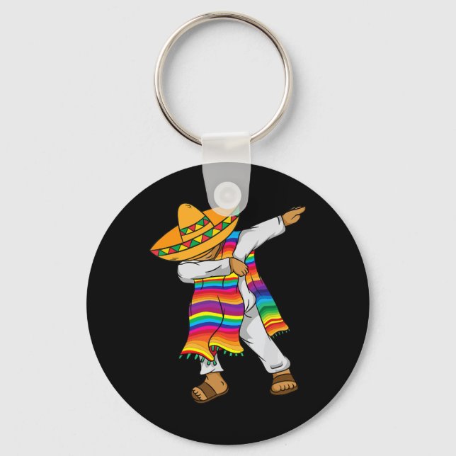 Cinco De Mayo Dabbing Mexican Poncho Kids Toddler  Keychain (Front)