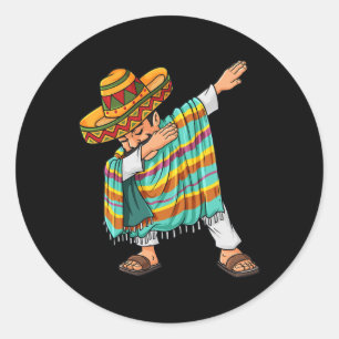 Cinco de Mayo Dabbing Poncho Sombrero Fun Mexican  Classic Round Sticker
