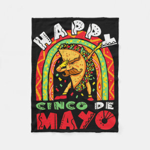Cinco De Mayo Dabbing Taco Rainbow Mexican Festiva Fleece Blanket