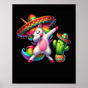 Cinco De Mayo Dabbing Unicorn Cactus Mexican Kids  Poster