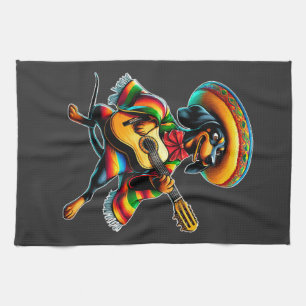 Cinco de Mayo Dachshund Mariachi Guitar Kitchen Towel