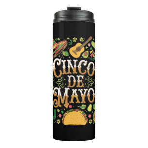 Cinco De Mayo Fiesta Cute Party Elements Thermal Tumbler