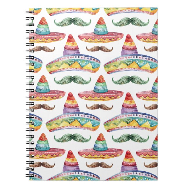 Cinco de Mayo Fiesta Hats Moustaches Notebook (Front)