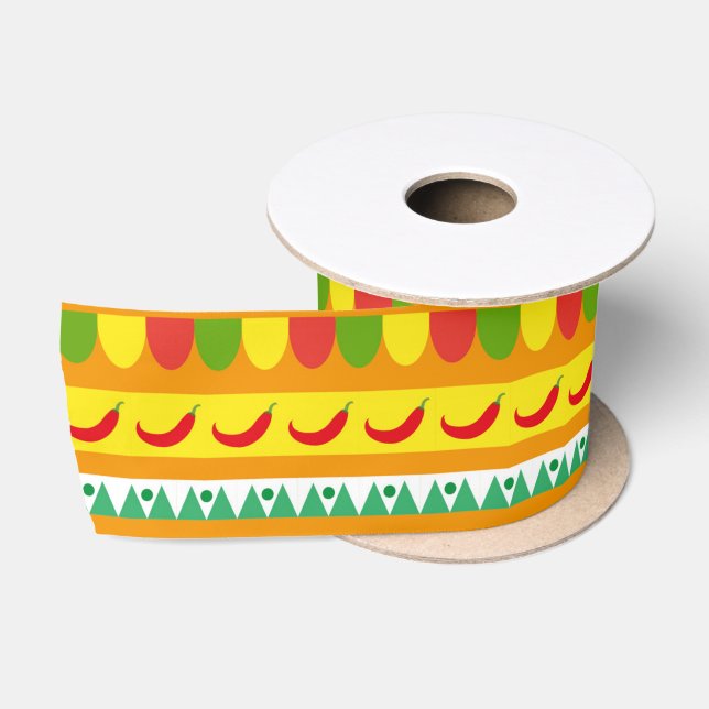 Cinco de Mayo Fiesta in Mexico holiday Satin Ribbon (Spool)