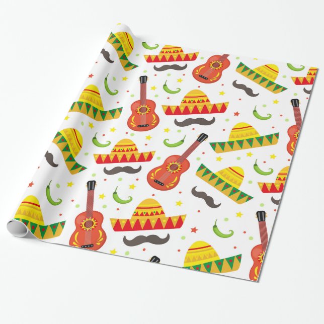 Cinco de Mayo Fiesta in Mexico holiday Wrapping Paper (Unrolled)
