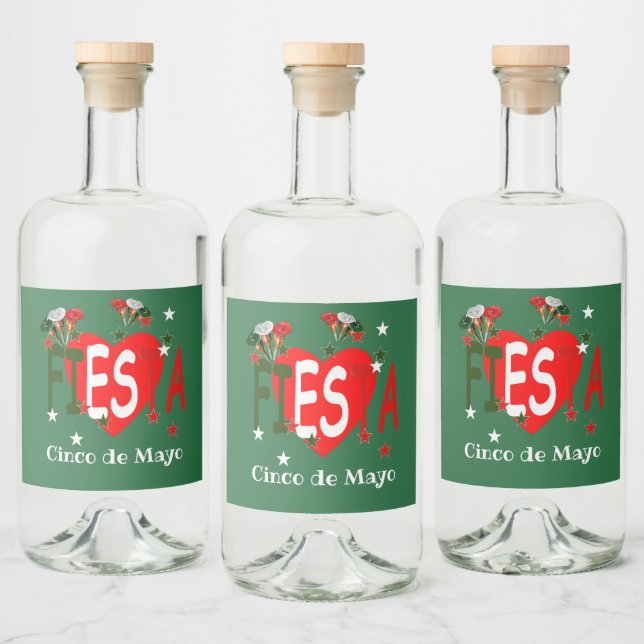 Cinco de mayo ,fiesta mexican liquor bottle label (Bottles)