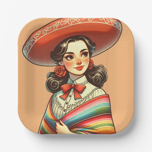 Cinco de Mayo Fiesta Party Favour Festive Paper Plate (Front)