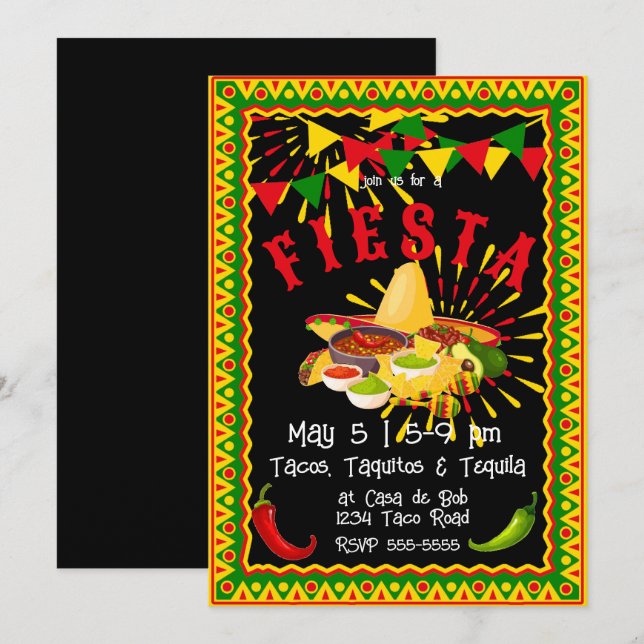 Cinco de Mayo Fiesta Salsa Invitation (Front/Back)