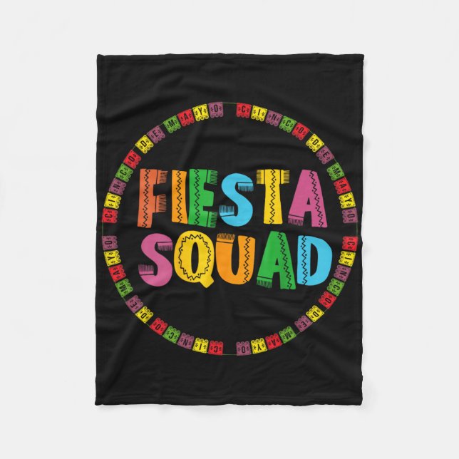 Cinco De Mayo Fiesta Squad Funny Let's Fiesta Mexi Fleece Blanket (Front)