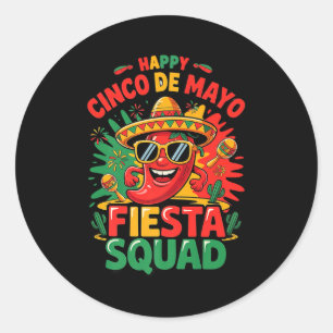 Cinco De Mayo Fiesta Squad Funny Mexican 5 De Mayo Classic Round Sticker