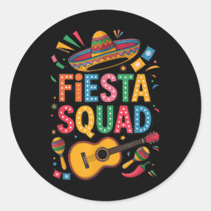Cinco De Mayo Fiesta Squad Sombrero Guitar Fun  Classic Round Sticker
