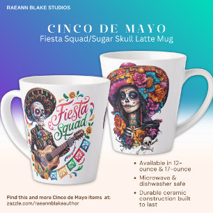Cinco de Mayo Fiesta Squad Sugar Skull Latte Mug