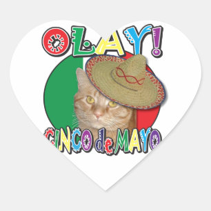 Cinco de Mayo Flag of Mexico Heart Sticker